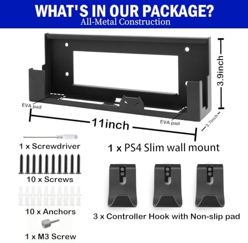 Wall Mount for PS4 Slim with Controller & Headphone Holders - Image 3