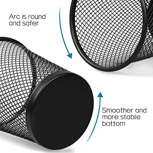 QYH Mesh Pencil Holder for Desk 6 Pack, Metal Pen Cup Black - Image 4