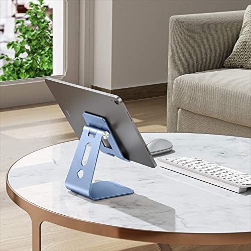 OMOTON Adjustable Tablet Stand for Desk, Upgraded Longer Arms for Greater Stability, T2 Tablet Holder with Hollow Design for Bigger Sized Phones and Tablets Such as iPad Pro/Air/Mini, Blue - Image 6