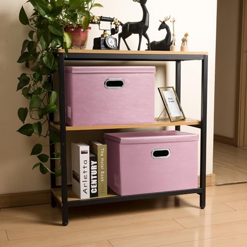 Leather Foldable Storage Bins with Lids,Closet Storage Boxes 40L - Image 3