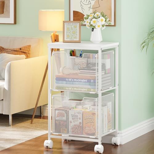 Rolling File Cart with 2 Storage Drawers,Under Desk Storage Cart - Image 2