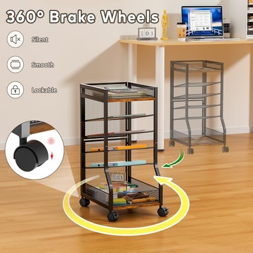 6-Tier Standing File Organizer, Rolling Under Desk Organizer for Office - Image 5