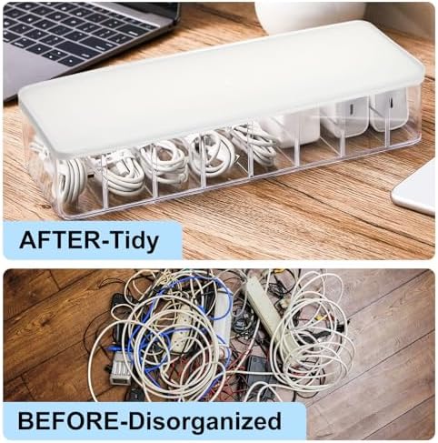 Tatuo Cord Organizer Box with Lid, Clear, White, 1 Pack - Image 5