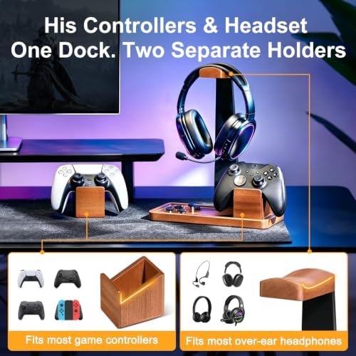 Solid Wood Metal Controller Stand with Modular Storage for Game Room Desk - Image 4