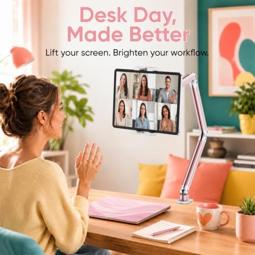 Portable Monitor Stand up to 18.5", iPad Stand for Desk, Pink - Image 5