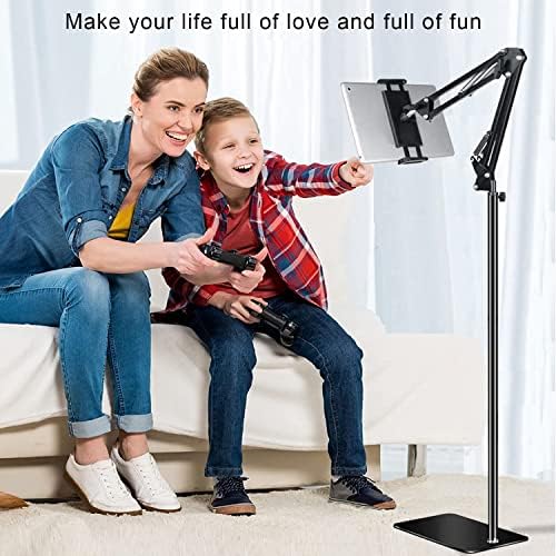 Tablet Floor Stand with 6LB Weight, Overhead Bed phone Stand Angle Height Adjustable Arm Stretchable Stand Holder, Compatible with iPhone iPad Mini Air Pro, Galaxy Tab, Kindle, E-Readers,all Phones - Image 2