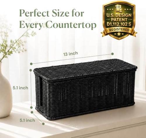 Cable Management Box, Handmade Rattan Cord Organizer for Power Strip - Image 2