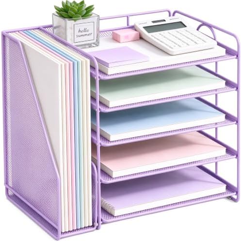 Desk Organizer, 5-Tier Paper Organizer Letter Tray, Purple by OPNICE