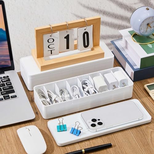 Tatuo Cord Organizer Box with Lid, White, 1 Pack - Image 6