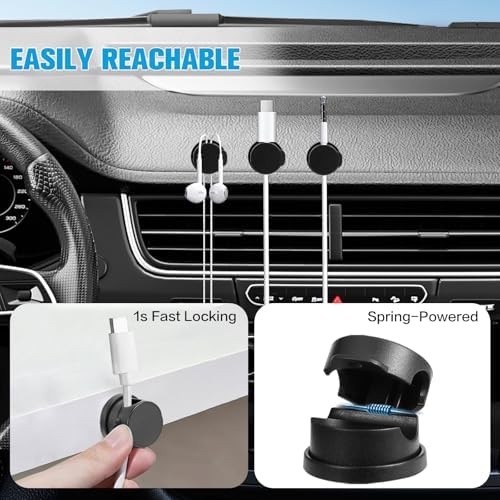 6PC Cord Organizer Holder for Desk, New 360° Rotatable Spring Cable Clips - Image 5