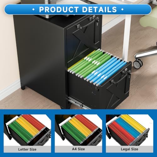 File Cabinet with Lock Vertical Filing Storage Cabinet Office Home Steel for Letter Size File Cabinet Locked,Assembly Required - Image 4