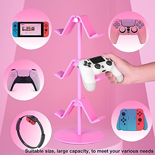 Controller Holder Pink,Headphone Stand,3 Tier Multi Adjustable Game Controller Headset Hanger for All Universal Gaming PC Accessories, Xbox PS4 PS5 Nintendo Switch(Cute Pink) - Image 6