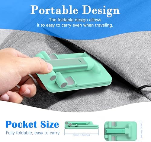 Cell Phone Stand, Adjustable Angle and Height Cell Phone Holder for Desk, Foldable and Portable, Anti-Slip Silicone Pad, Compatible with All Mobile Phones and 4-8 Inch Devices (Green&Green) - Image 6
