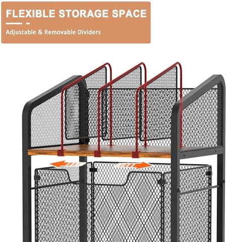 Rolling File Cabinet with Adjustable Dividers, Vertical Filing Cabinet with Storage Drawer on Lockable Wheels, Hanging File Organizer Beside Under Desk for Office, Home（Patent Pending） - Image 3