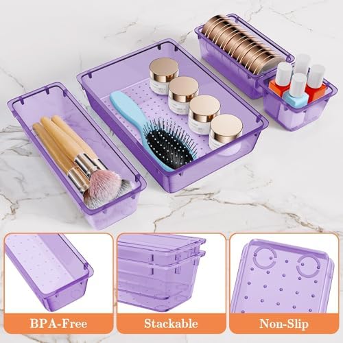 SpaceHacks 25 PCS Plastic Drawer Organizer, 4-Size Versatile Organizer Trays & storage Bins - Image 3