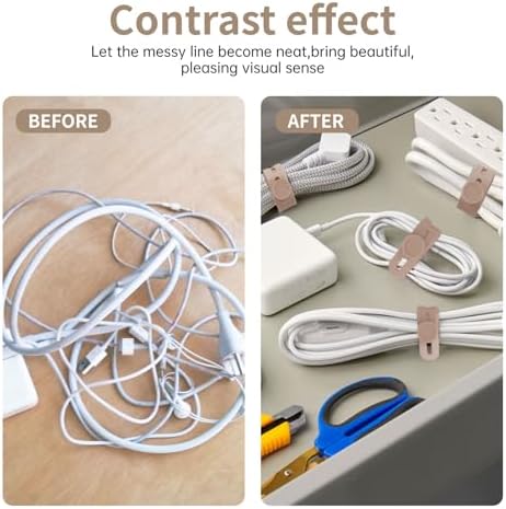 25 Pcs Silicone Cable Ties, Cable Ties Reusable, High Elasticity Cord Wraps for Electrical Cords, Cord Organizer for Earphone, Phone Charger(Khaki) - Image 6