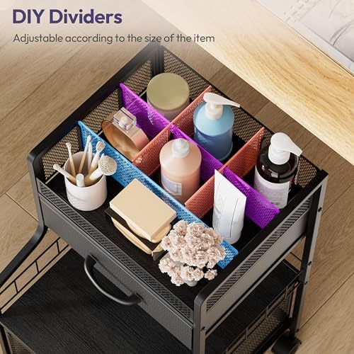 Under Desk Storage Cart- Art Storage Cart with Drawers & DIY Divider - Office Cart Organizer Under Desk Shelf, Craft Rolling Cart for Office, Craft Room & Studio Black - Image 4