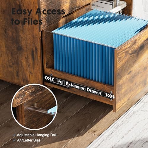 DUMOS File Cabinet with 3 Drawers, Wood Under Desk Storage Printer Stand - Image 4