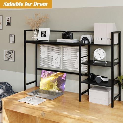 Desk Shelf, 38.6 Inch Wood Desk Organizer Shelf for Computer Monitor, Desk Hutch Storage, Desktop Shelf for Top of Desk, 3 Tier Desktop Bookshelf for Home Office Dorm, Black - Image 5