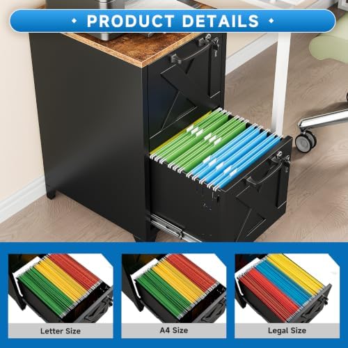 File Cabinet with Lock Vertical Filing Storage Cabinet Office Home Steel for Letter Size File Cabinet Locked,Assembly Required - Image 4
