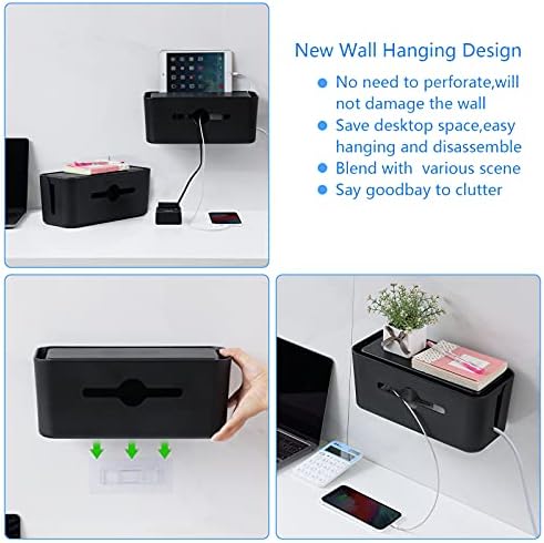 Cable Management Box,Cord Organizer for Home Office Cable Wire Hide,Black - Image 3