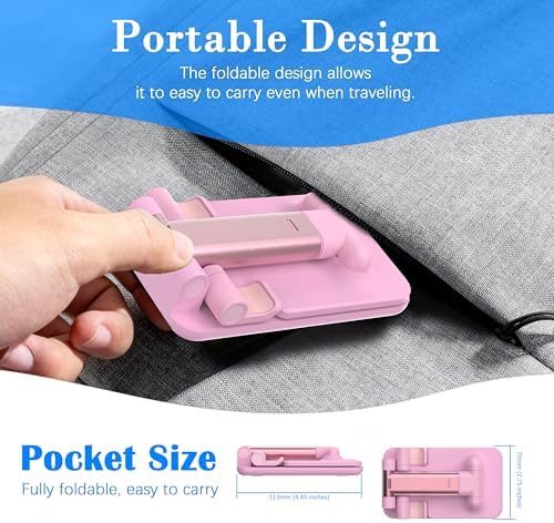 Cell Phone Stand, Adjustable Angle and Height Cell Phone Holder for Desk, Foldable and Portable, Anti-Slip Silicone Pad, Compatible with All Mobile Phones and 4-8 Inch Devices, Pink - Image 6