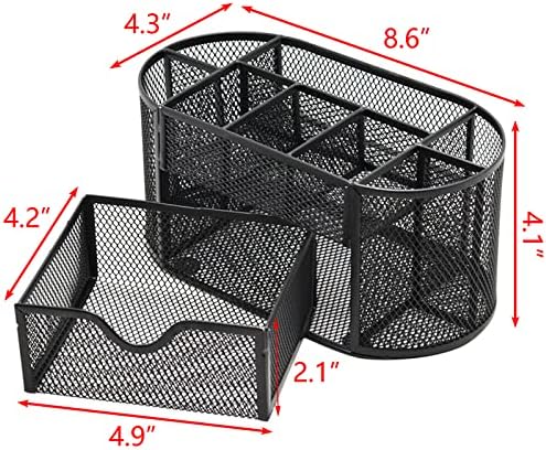PAKASEPT Desk Organizers, Mesh Desk Organizer Caddy Supplies with Compartments, Makeup Marker Desktop Storage for Office School Home Supplies Teacher Students - Image 3