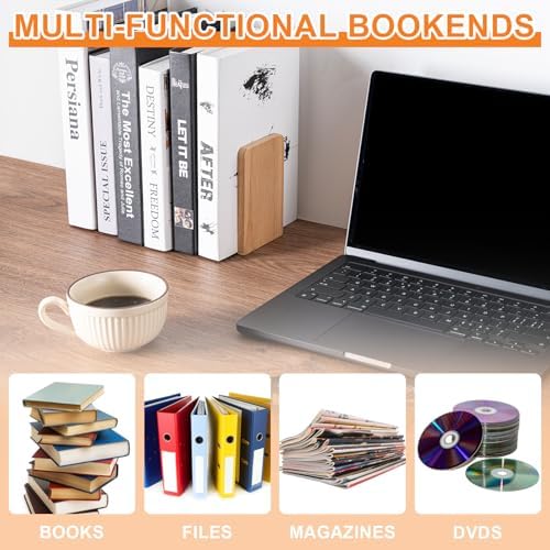 Wood Bookends 4 Pack | Heavy Duty | Organizer for Books, CD, Files Home Office School (4) - Image 3