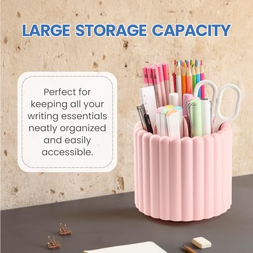 Desk Organizer, 360° Rotating Pen Holder for Desk, Pencil Cup with 7 Compartments Storage Box Caddy for Kids, Office, School, Home (White) - Image 3