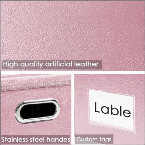 Leather Foldable Storage Bins with Lids,Closet Storage Boxes 40L - Image 4