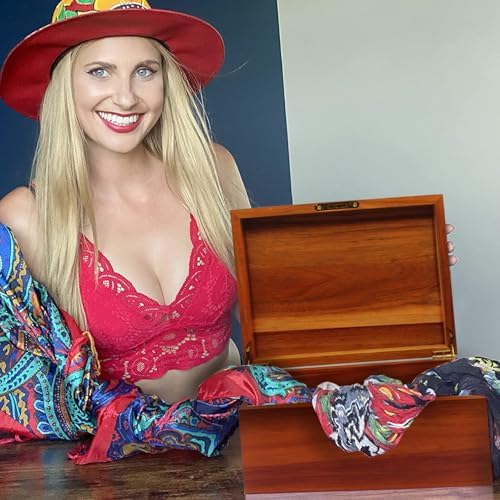 Large Wooden Box Decorative Wooden Storage Box with Combination Lock with Hinged Lid Keepsake Stash Acacia Box Lockable Chest for Keepsakes,Valuables, Accessories, Treasured Items Wood Boxes - Image 5