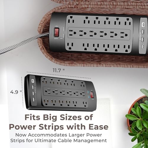 Cable Management Box, Handmade Rattan Cord Organizer for Power Strip - Image 3