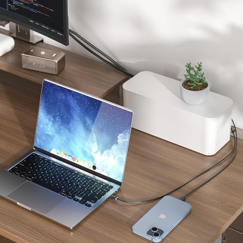 YECAYE 2 Pack Cable Management Box, Pet Friendly Cable Box Organizer for Home & Office, Child-Proof Floor Cord Cover, Cord Management and Cord Hider, White - Image 2