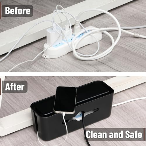 Bates- Cable Management Box, Small, Cable Organizer Box, Cord Organizer Box, Cable Box Organizer, Cord Management Box, Cord Hider Box, Cord Box for Wires on Floor, Power Strip Cover Box Baby Proof - Image 5