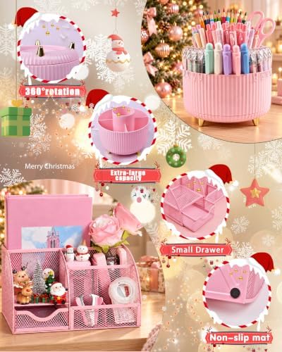 Pink Desk Accessories 21-Piece Office Supplies Gift Set for Women - Image 2
