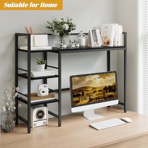 Desk Shelf, 38.6 Inch Wood Desk Organizer Shelf for Computer Monitor, Desk Hutch Storage, Desktop Shelf for Top of Desk, 3 Tier Desktop Bookshelf for Home Office Dorm, Black - Image 2