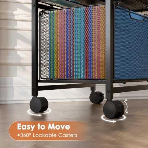 Printer Stand with Storage, Rolling File Cabinet Cart with 2 Drawer - Image 4