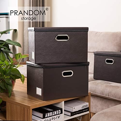 Leather Foldable Storage Boxes with Lids,Closet Storage Bins 24L - Image 2