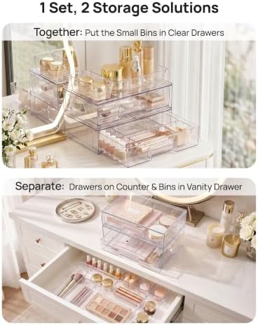 Vtopmart 12-Pack Clear Makeup Organizer Set with Drawer Organizer Bins - Image 4