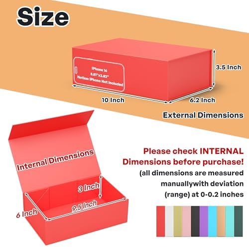 5 Pack Red Gift Box, 9.5x6x3'' Gift Boxes with Lids for Presents - Image 2