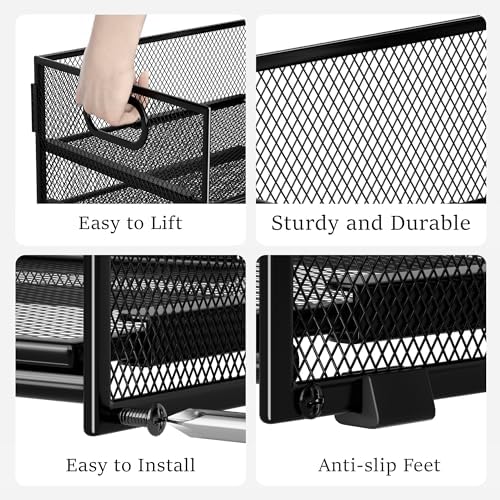 2-Pack 6-Tier Paper Tray Organizer for Desk - Black Mesh File Folder Sorter with Handles, Desk Letter Holder for Office, Home, School Supplies Storage & Organization - Image 6