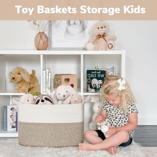 Goodpick 50L Large Woven Storage Basket, 18" x 14" x 12", Light Brown - Image 4