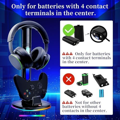 Controller Charger with RGB Headphone Stand for Xbox Series X|S/Elite 2/One/One X/One S/One Elite, XSX Controller Charger Station with 2 USB Port, Headset Stand for Xbox Charging Station Dock - Image 2