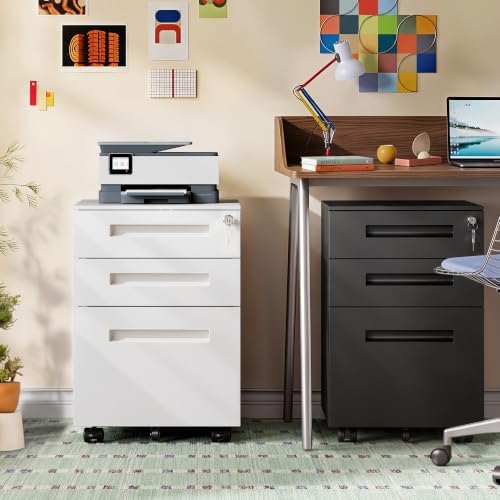 DEVAISE 3 Drawer File Cabinet with Lock, Fully Assembled Except Casters - Image 2