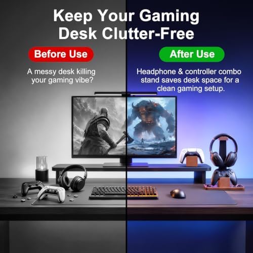 Solid Wood Metal Controller Stand with Modular Storage for Game Room Desk - Image 2