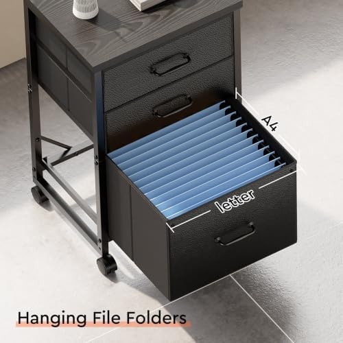 Maihail 3 Drawer File Cabinet on Wheels Fits A4 Size for Home Office - Image 7