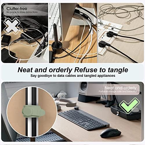 Silicone Cable Ties, Cord Organizer Cable Management,2Sizes-Green - Image 3