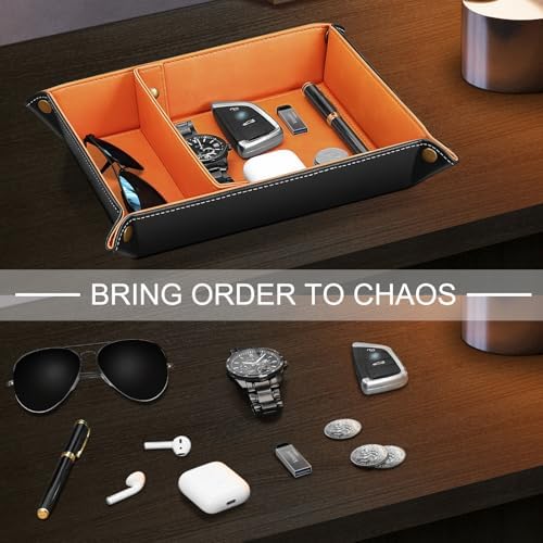 SITHON Valet Tray Desktop Storage Organizer with 2 Compartments - Image 5