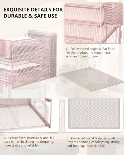 WALI Desk File Organizer, 5 Tier Desktop Paper Letter Tray Organizer with Drawer and 2 Pen Holders, Office Desk Accessories & Workspace Organizers for Office, Home Supplies(DO006DH-P), 1 Pack, Pink - Image 5