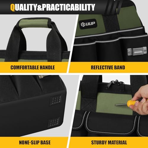 18" Large Tool Bag, Heavy Duty Spacious Carry Tool Box Organizer, Green - Image 5